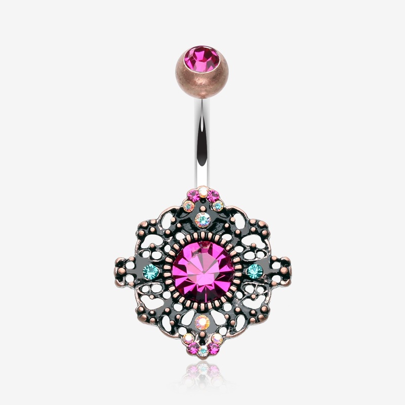 Vintage Boho Filigree Flower Belly Button Ring