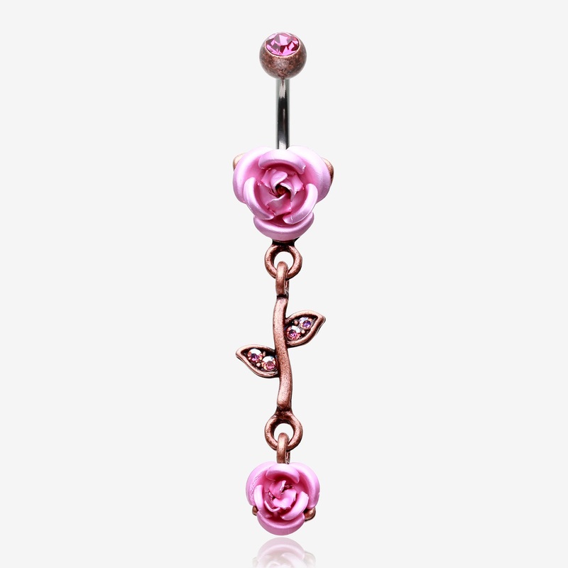 Vintage Boho Metal Rose Belly Button Ring