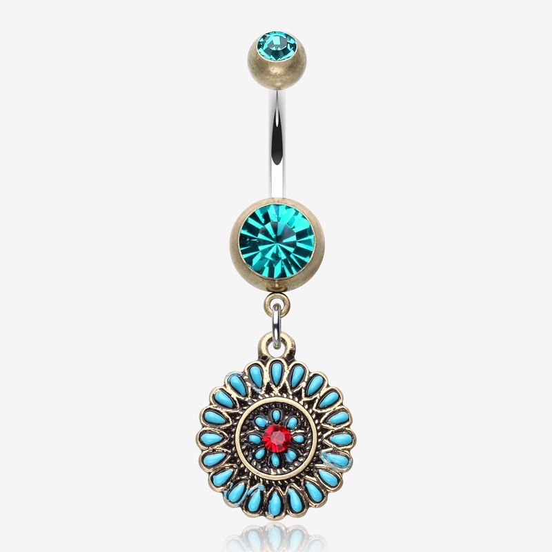 Vintage Boho Sahasrara Chakra Belly Button Ring