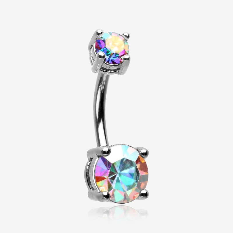 Aurora Sparkle Prong Set Belly Button Ring