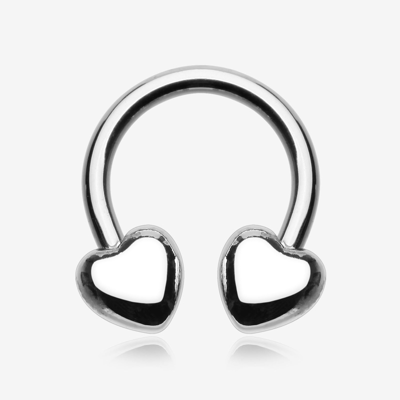 Classic Fluffy Heart Horseshoe Circular Barbell 16 GA (1.2mm), 3/8″ (10mm)