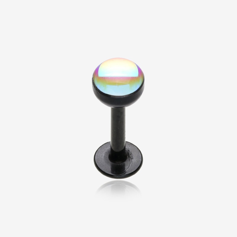 Colorline Iridescent Revo Sparkle Steel Labret 16 GA (1.2mm), 5/16″ (8mm), Ball: 4mm