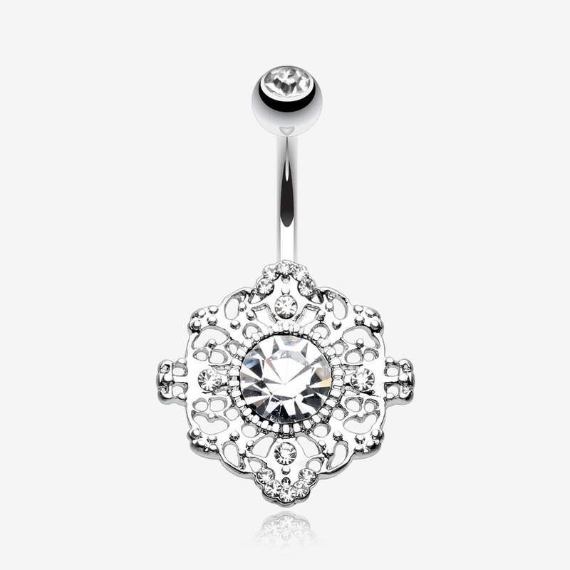 Filigree Mandala Sparkle Belly Button Ring