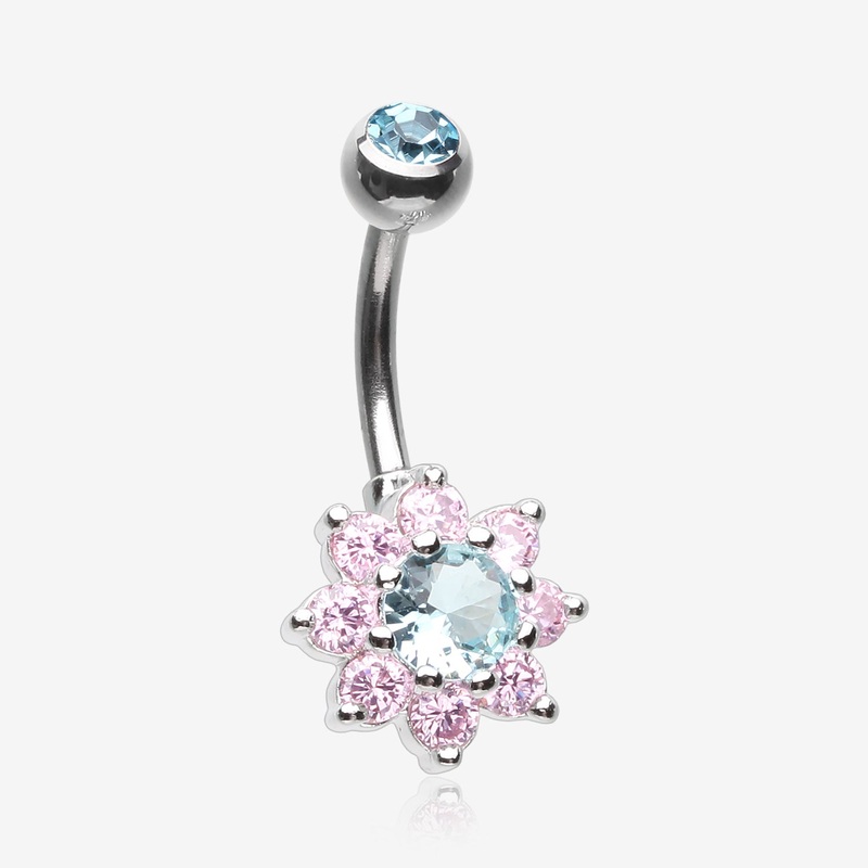 Glistening Spring Flower Sparkle Belly Button Ring