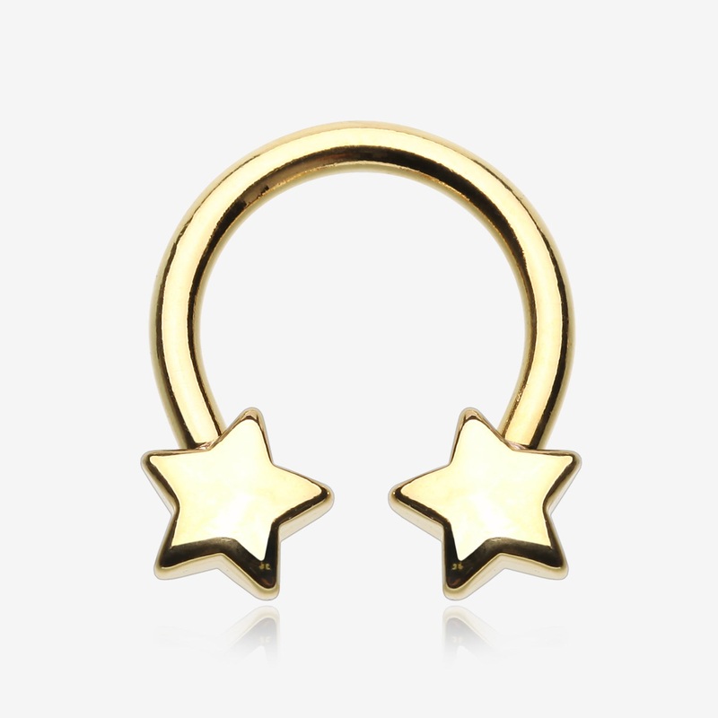 Golden Classic Star Horseshoe Circular Barbell 16 GA (1.2mm), 3/8″ (10mm)