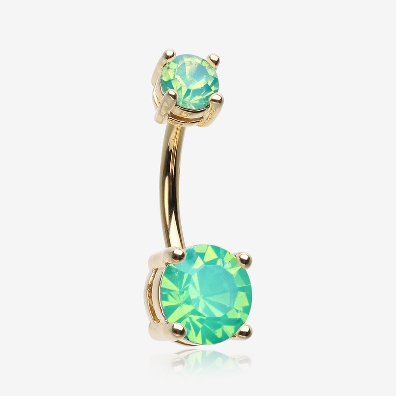 Golden Opalite Sparkle Prong Set Belly Button Ring