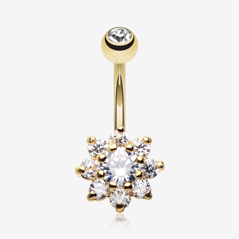 Golden Spring Flower Belly Button Ring