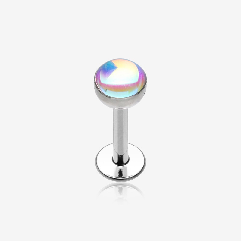 Iridescent Revo Sparkle Steel Labret 16 GA (1.2mm), 5/16″ (8mm), Ball: 4mm
