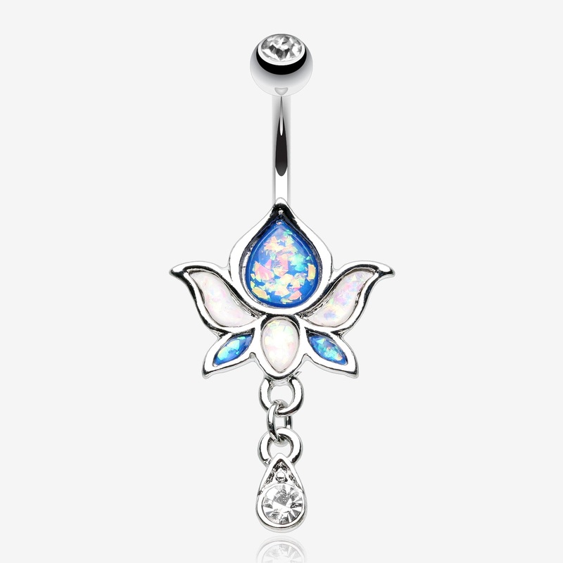 Lotus Zen Opalescent Sparkle Belly Button Ring