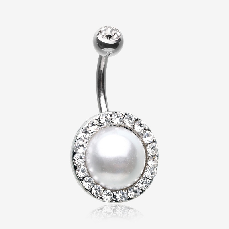 Pearlescent Sparkle Elegance Belly Button Ring