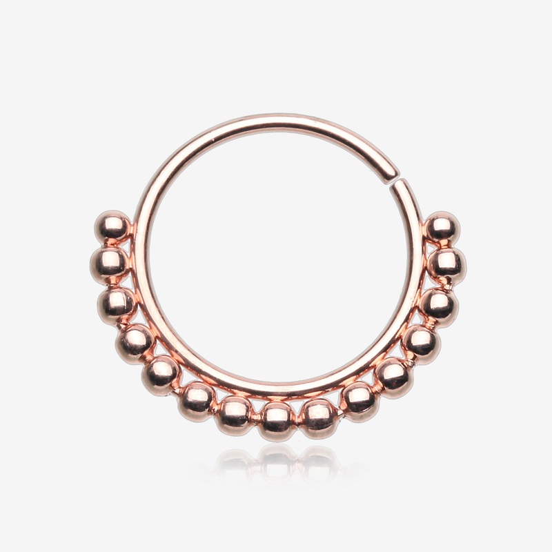 Rose Gold Bali Beads Spherule Bendable Nose Hoop 20 GA (0.8mm), 5/16″ (8mm)