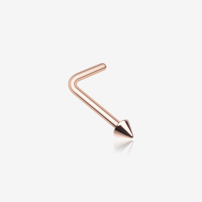 Rose Gold Basic Steel Spike L-Shaped Nose Ring
