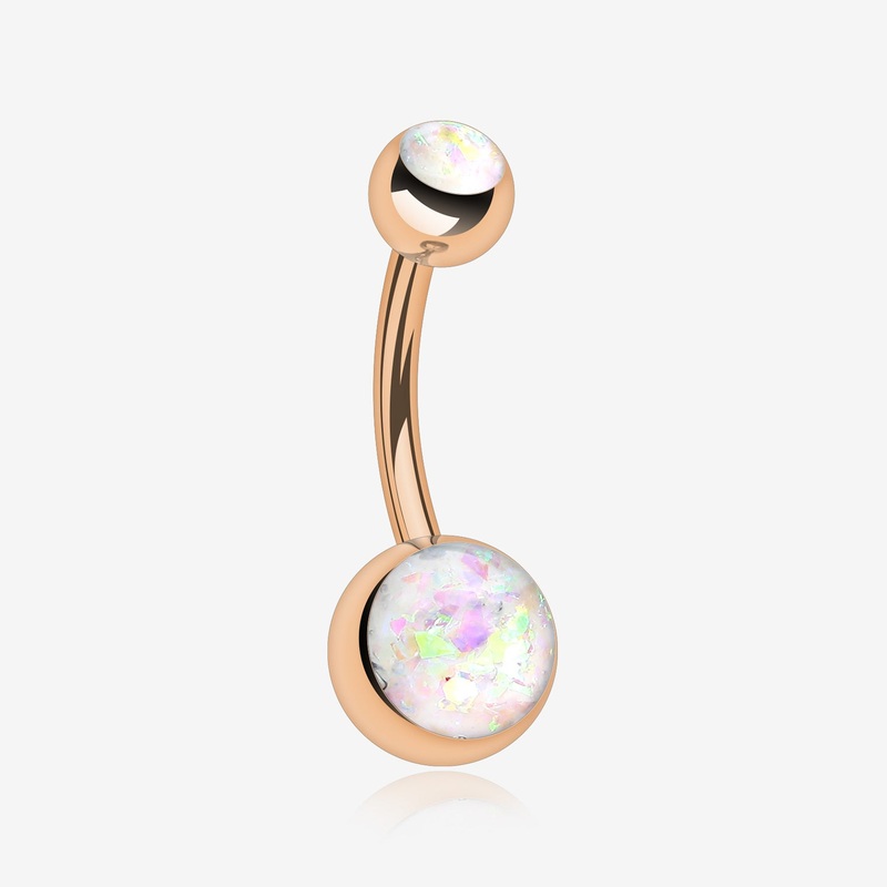 Rose Gold Opal Sparkle Shower Belly Button Ring