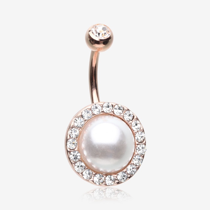 Rose Gold Pearlescent Sparkle Elegance Belly Button Ring