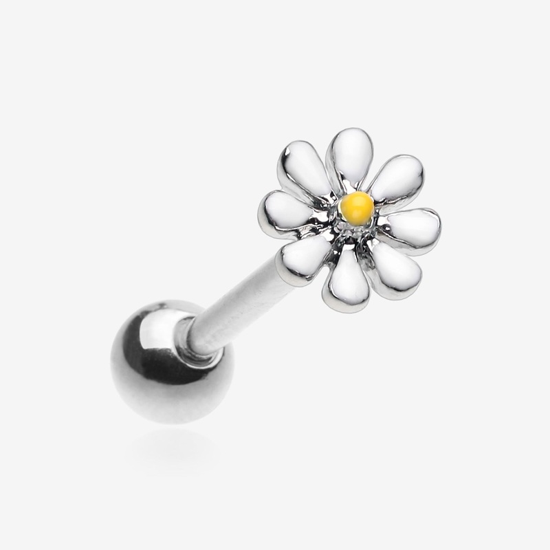 Adorable Daisy Flower Barbell Tongue Ring