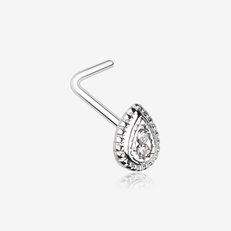 Bali Avice Teardrop Sparkle L-Shaped Nose Ring