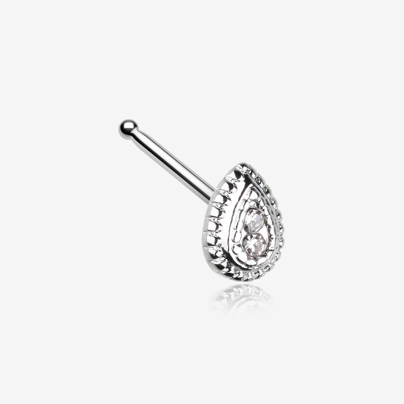 Bali Avice Teardrop Sparkle Nose Stud Ring