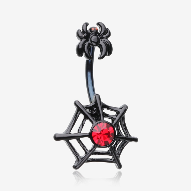 Black Widow Spider Web Belly Button Ring