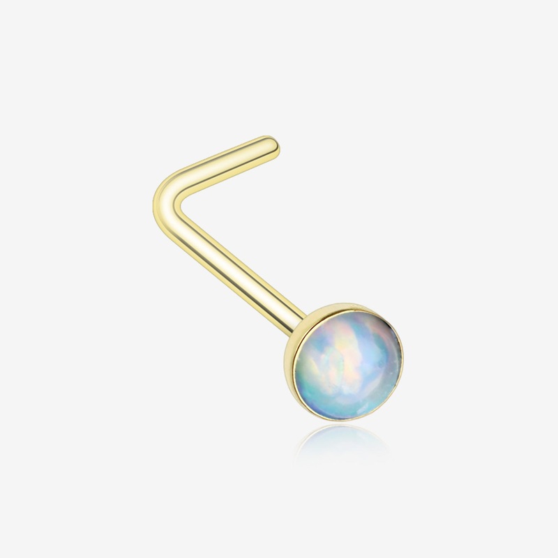 Golden Fire Opal L-Shaped Nose Ring