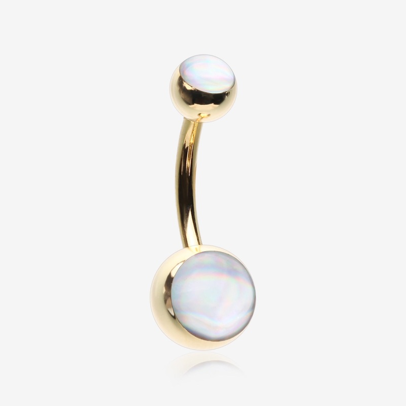 Golden Hologram Sparkle Steel Belly Button Ring