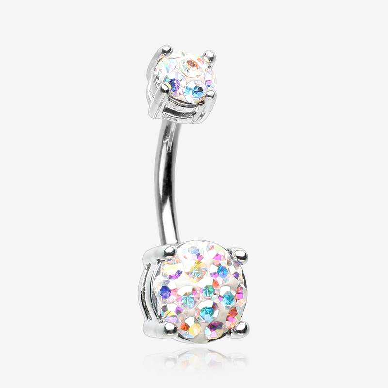 Multi-Gem Sprinkle Sparkle Prong Set Belly Button Ring