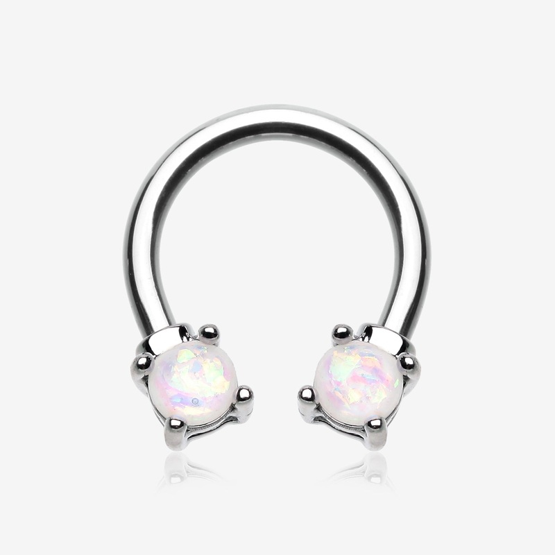 Opalescent Sparkle Steel Horseshoe Circular Barbell 16 GA (1.2mm), 3/8″ (10mm)