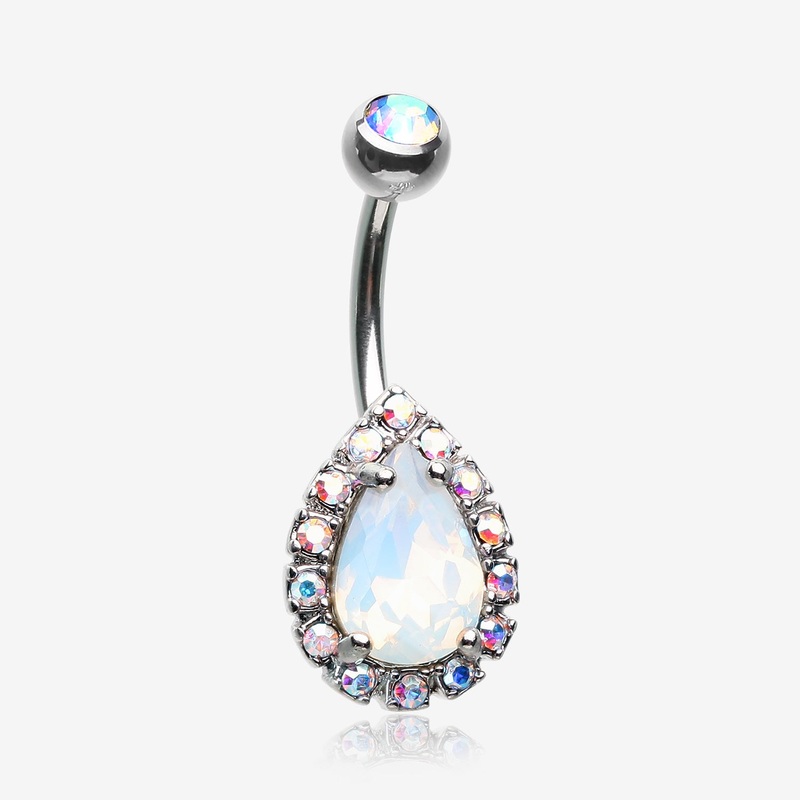 Opalite Multi-Gem Sparkle Teardrop Belly Button Ring