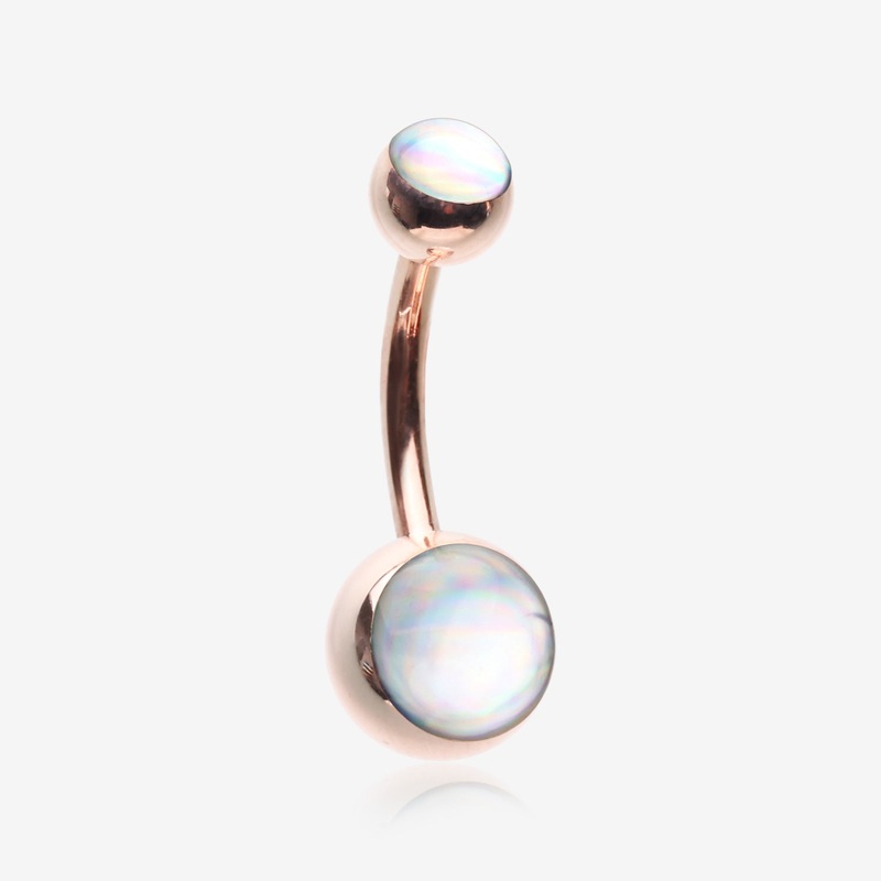Rose Gold Hologram Sparkle Steel Belly Button Ring