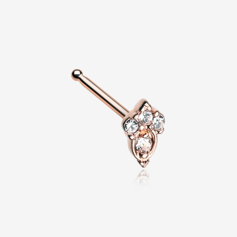 Rose Gold Victorian Elegance Sparkle Nose Stud Ring