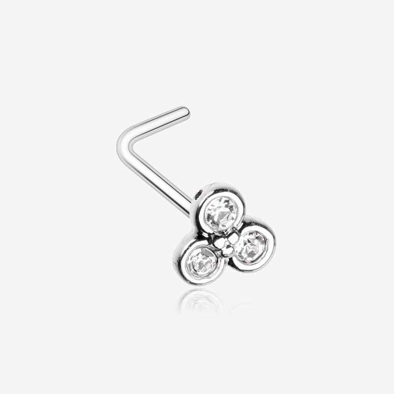 Sparkle Trinity L-Shaped Nose Ring