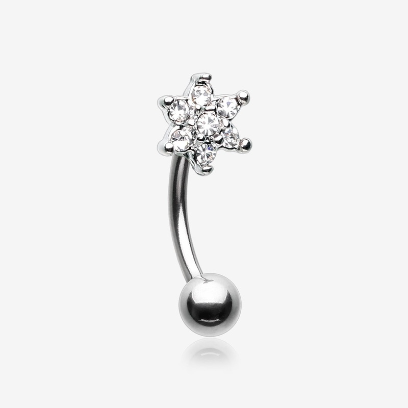 Spring Flower Sparkle Curved Barbell
