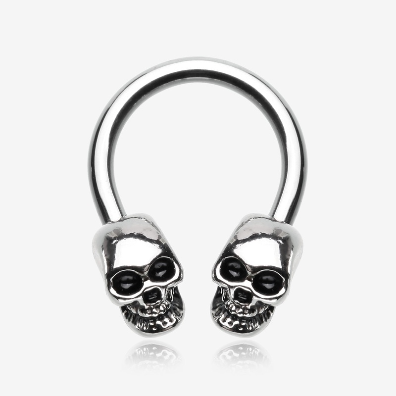 Apocalyptic Skull Horseshoe Circular Barbell 16 GA (1.2mm), 3/8″ (10mm)