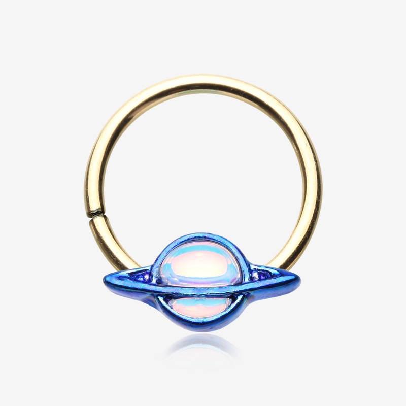 Golden Galaxy Planet Iridescent Revo Twist Hoop Ring