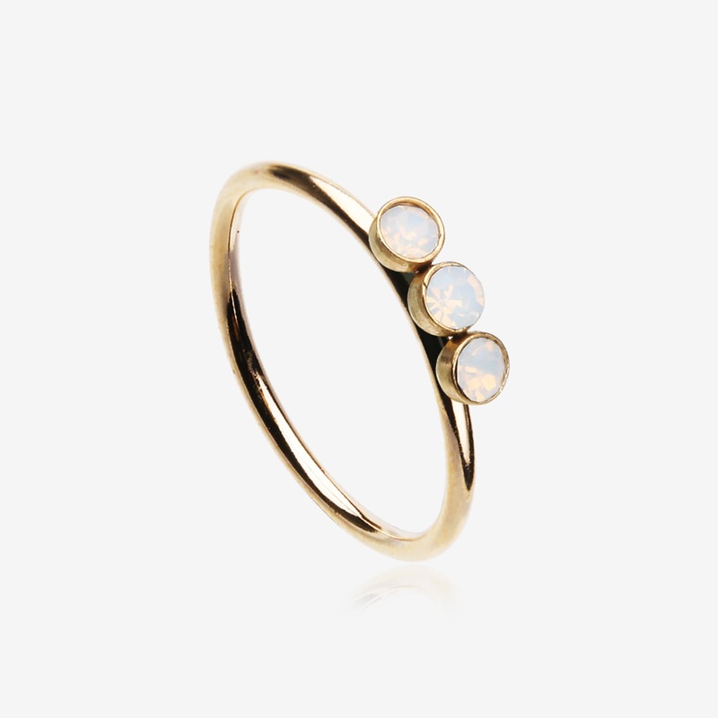 Golden Triple Opalite Sparkle Bendable Twist Hoop Ring 20 GA (0.8mm), 5/16″ (8mm)