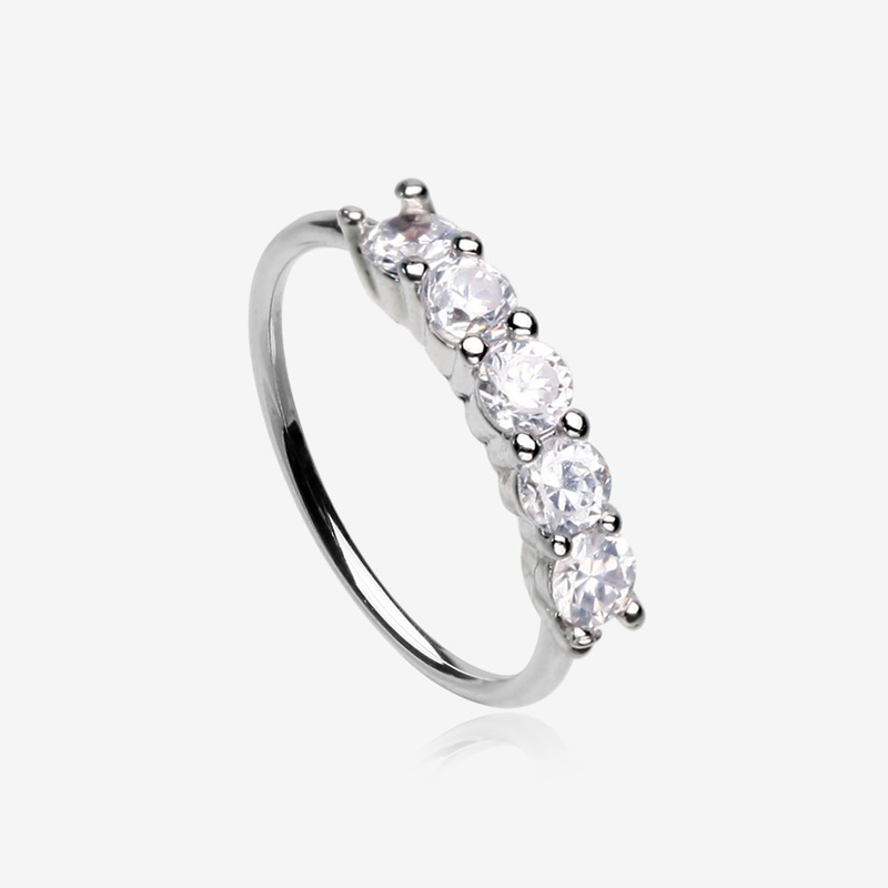 Multi-Gem Princess Prong Sparkles Bendable Hoop Ring 20 GA (0.8mm), 5/16″ (8mm)