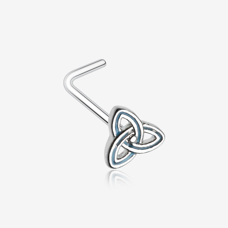 Triquetra Trinity Knot L-Shaped Nose Ring