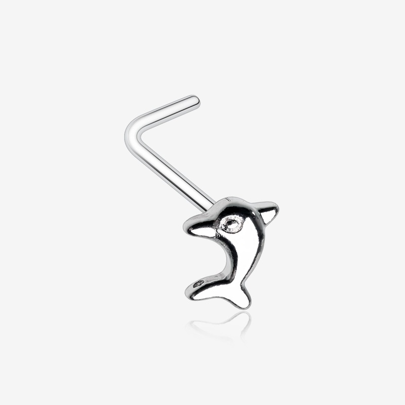 Adorable Baby Dolphin L-Shaped Nose Ring