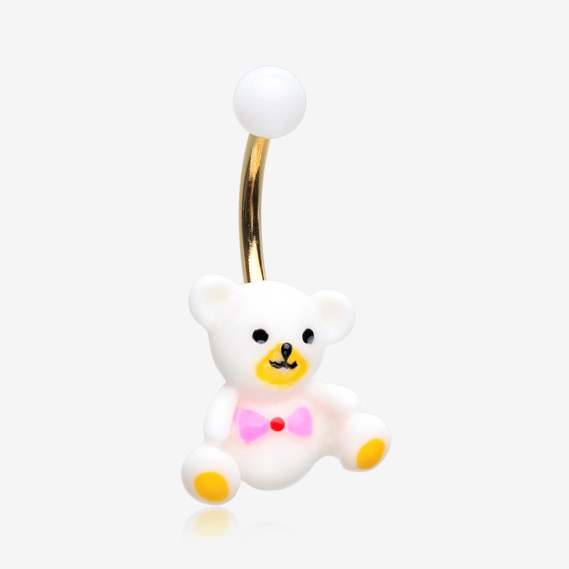 Adorable Teddy Baby Bear Non Dangle Belly Button Ring