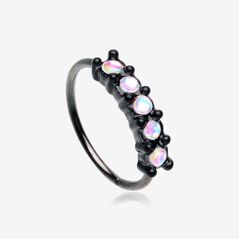 Blackline Iridescent Revo Multi Sparkles Princess Prong Bendable Hoop Ring 20 GA (0.8mm), 5/16″ (8mm)