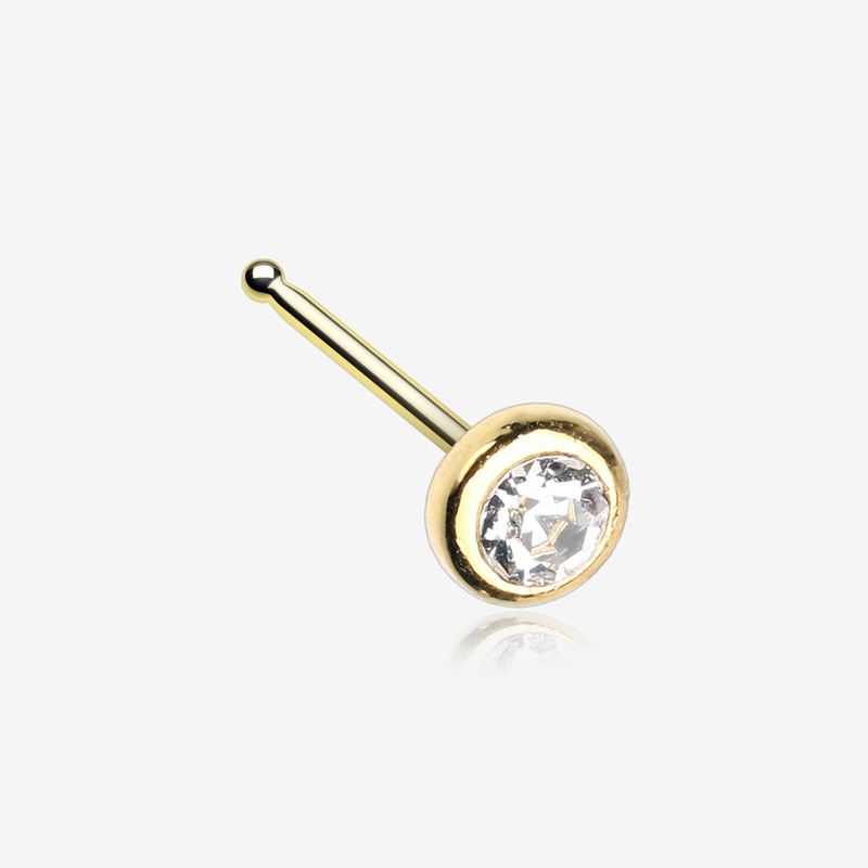 Golden Sparkle Bezel Gem Nose Stud Ring