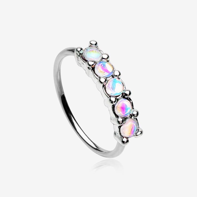 Iridescent Revo Multi Sparkles Princess Prong Bendable Hoop Ring 20 GA (0.8mm), 5/16″ (8mm)