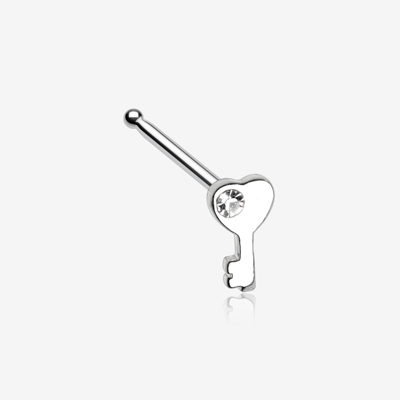 Key to My Heart Sparkle Nose Stud Ring