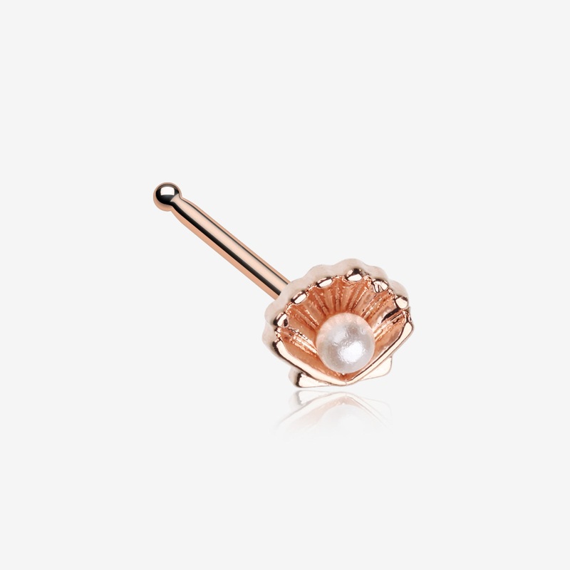 Rose Gold Ariel’s Shell Pearlescent Nose Stud Ring