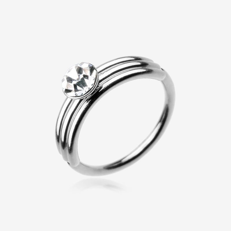 Triple Stacked Design Sparkle Bendable Hoop Ring 20 GA (0.8mm), 5/16″ (8mm), 3 mm
