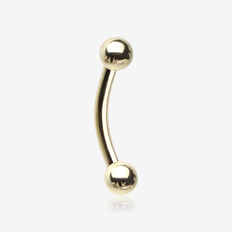 14 Karat Gold Basic Curved Barbell 18 GA (1mm), 5/16″ (8mm), Ball: 3mm