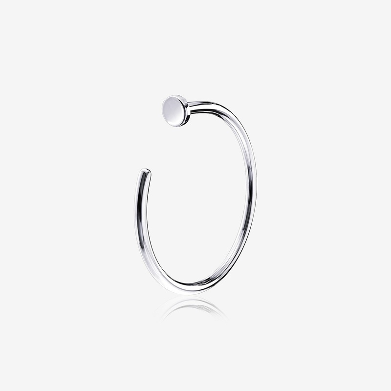 14 Karat White Gold Basic Nose Hoop Ring 20 GA (0.8mm), 5/16″ (8mm)