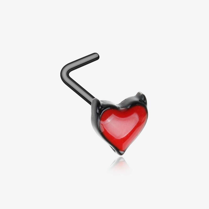 Blackline Devil’s Heart L-Shaped Nose Ring