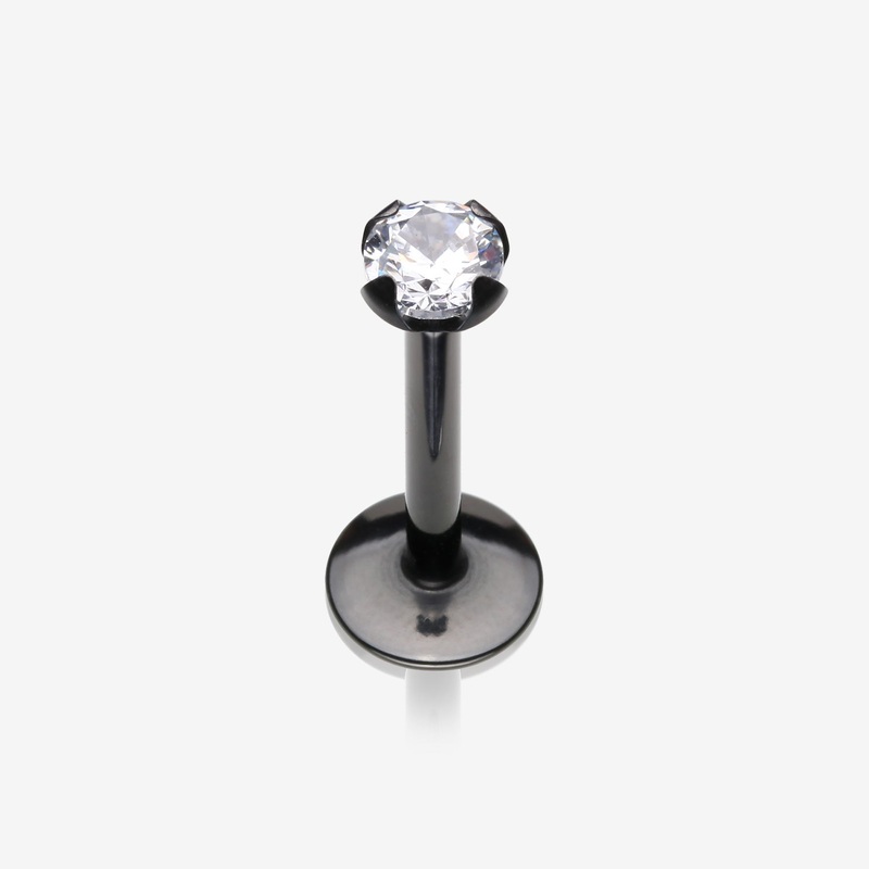 Blackline Internally Threaded Prong Set Gem Top Labret 16 GA (1.2mm), 5/16″ (8mm), Gem: 1.5mm