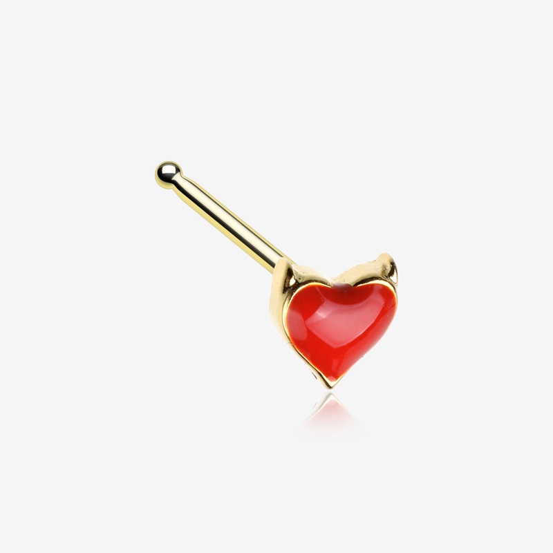 Golden Devil’s Heart Nose Stud Ring