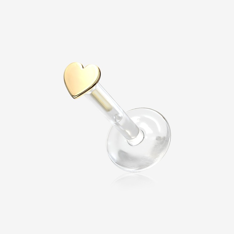 14 Karat Gold Heart Plate Top Bio-Flex Labret